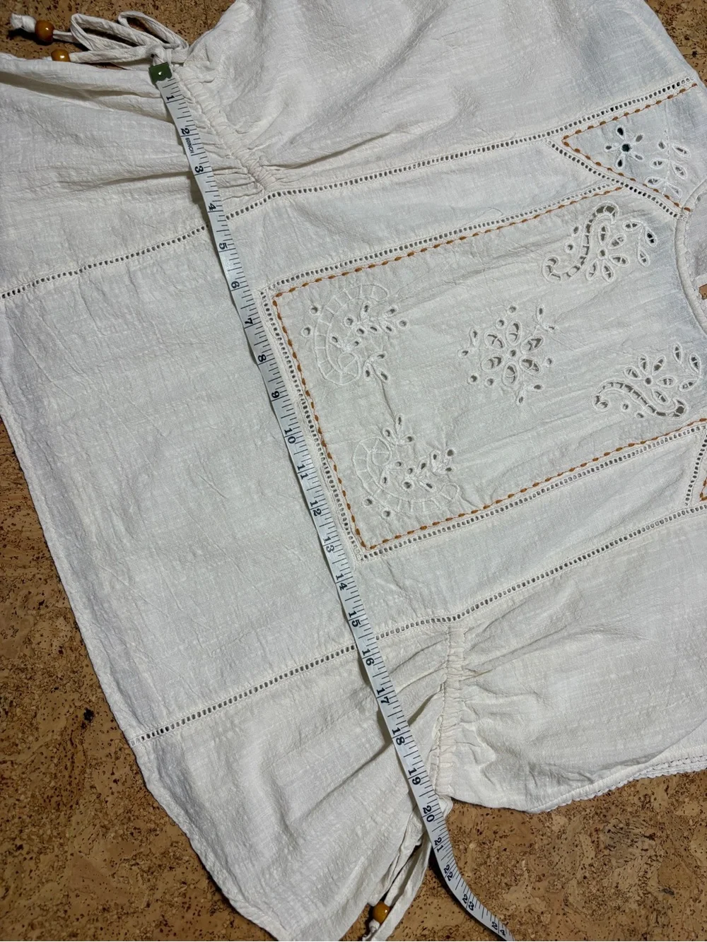 Zara Embroidered Eyelet Top With Side Lacing NWT In Ecru Sz XS